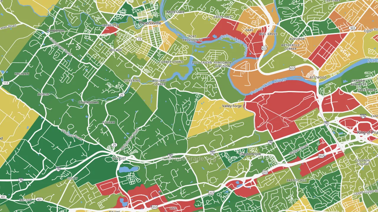 Valley Forge, PA Map of Robbery Rates