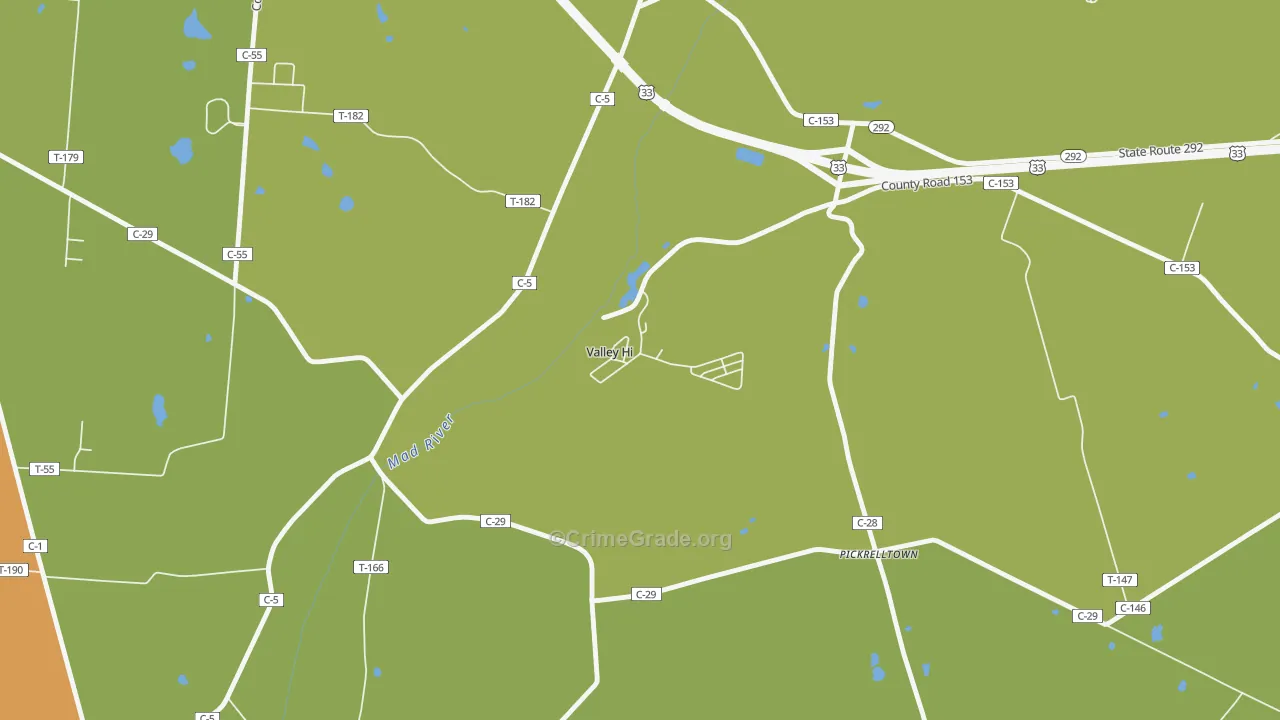 Valley-Hi, OH Map of Robbery Rates