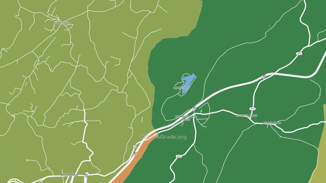 Valley-Hi, PA Map of Robbery Rates