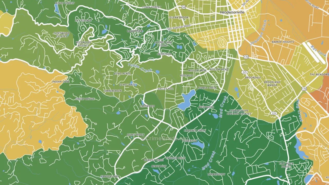 Valley Hill, NC Map of Robbery Rates