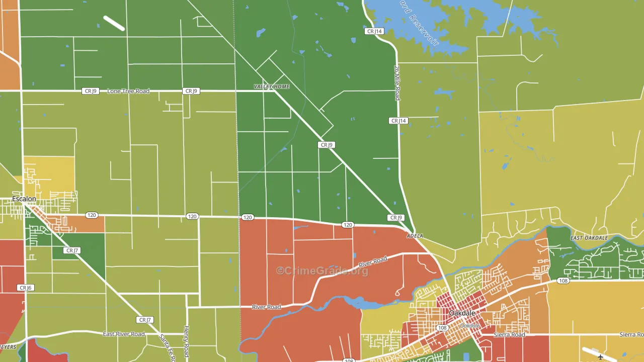 Valley Home, CA Map of Robbery Rates