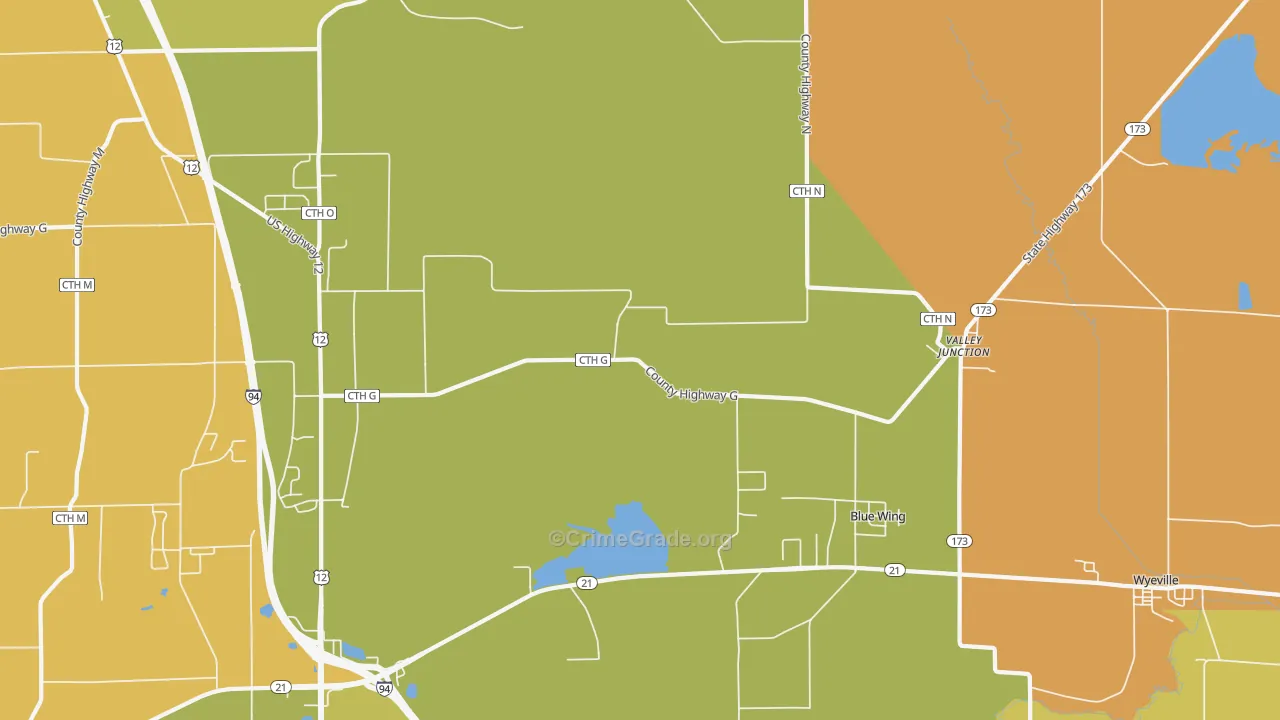 Valley Junction, WI Map of Robbery Rates