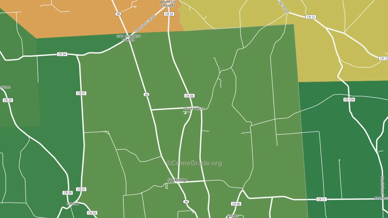 Valley Mills, NY Map of Robbery Rates