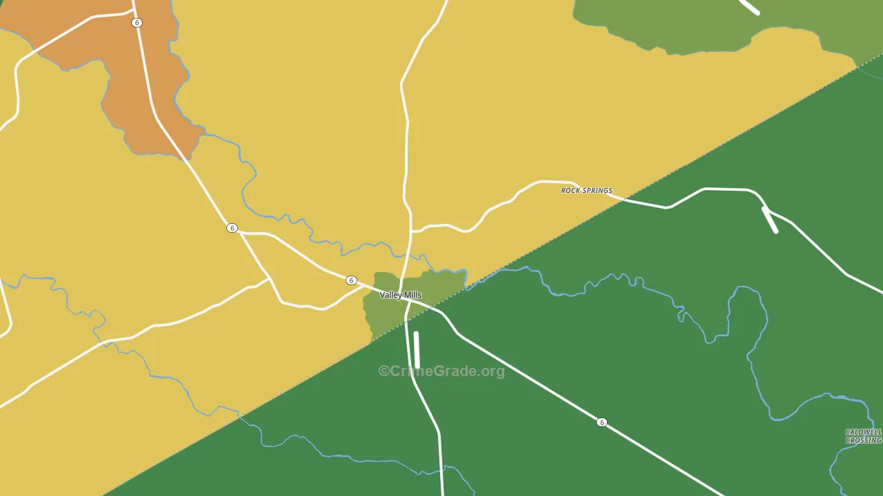 Valley Mills, TX Map of Robbery Rates