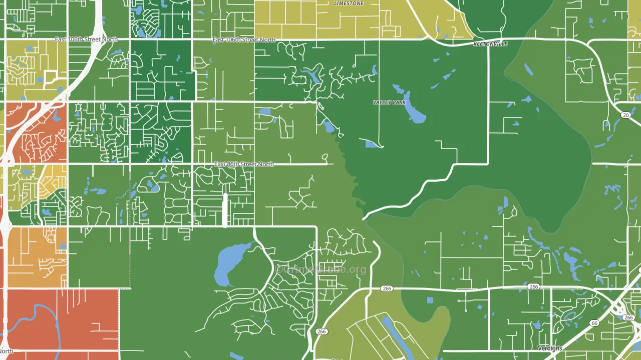 Valley Park, OK Map of Robbery Rates