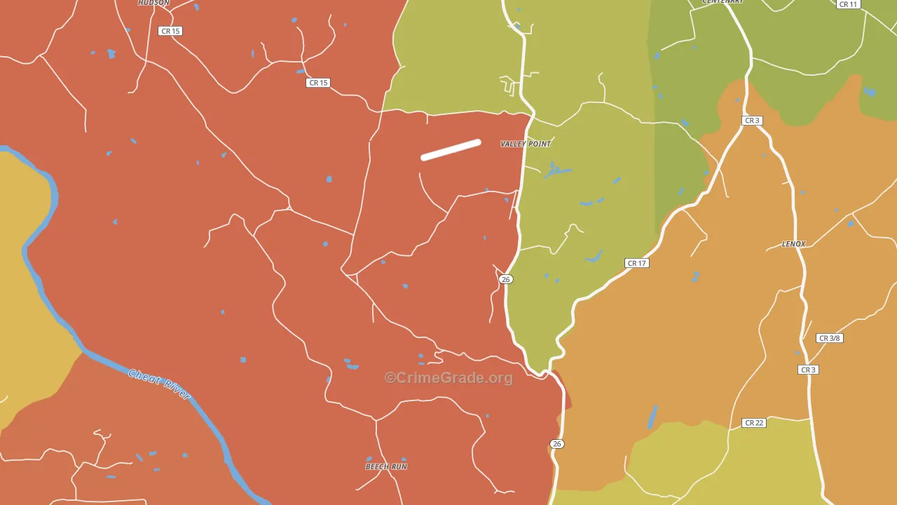 Valley Point, WV Map of Robbery Rates