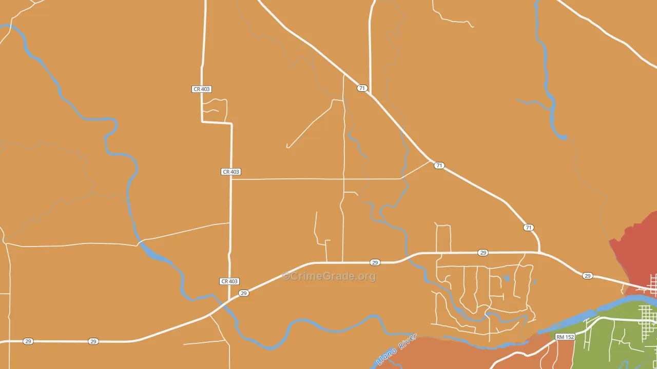 Valley Spring, TX Map of Robbery Rates