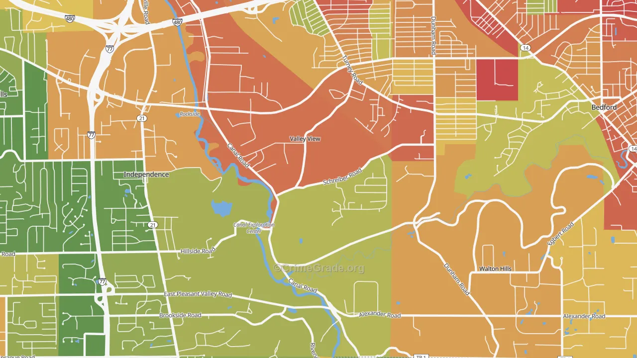Valley View, OH Map of Robbery Rates