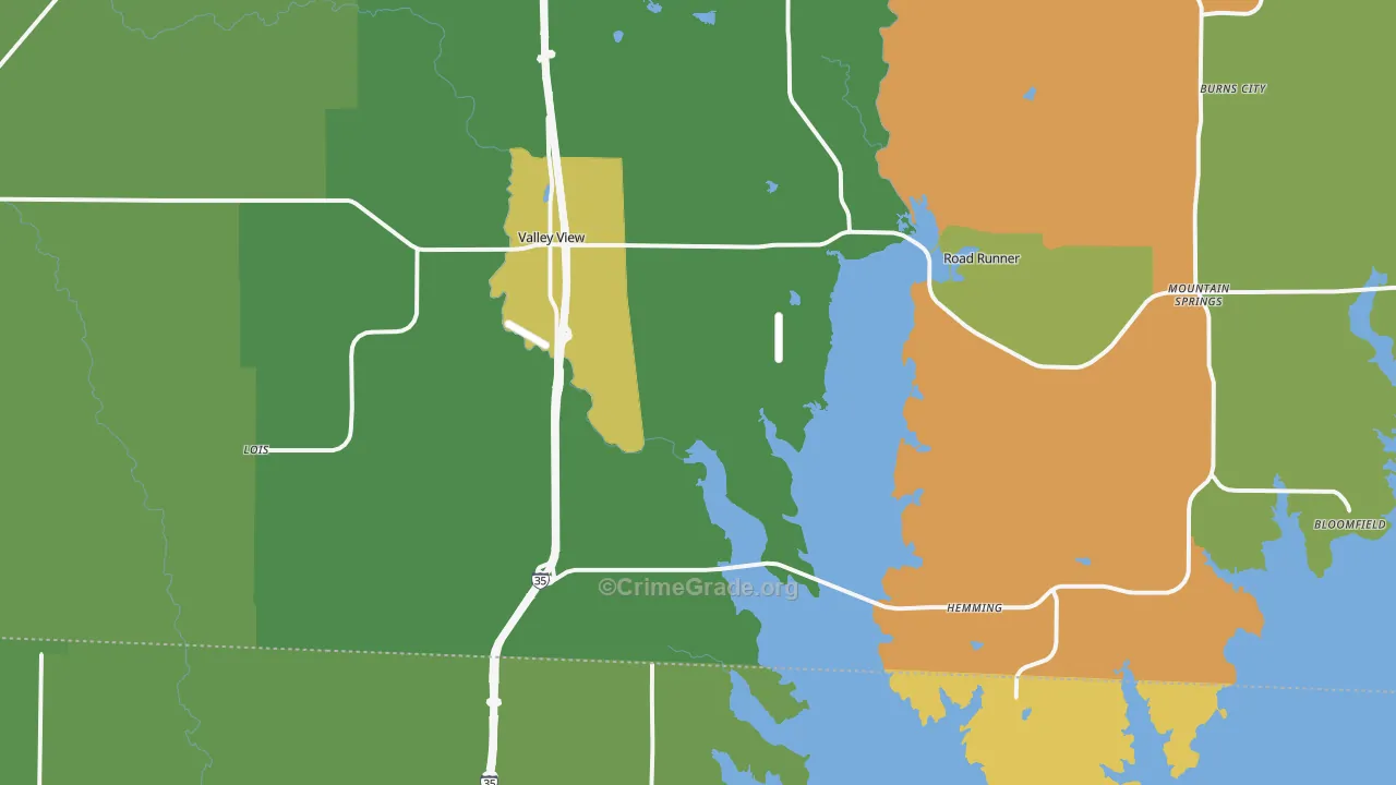 Valley View, TX Map of Robbery Rates