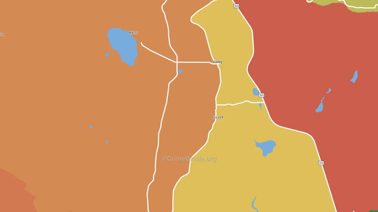 Valley, WA Map of Robbery Rates