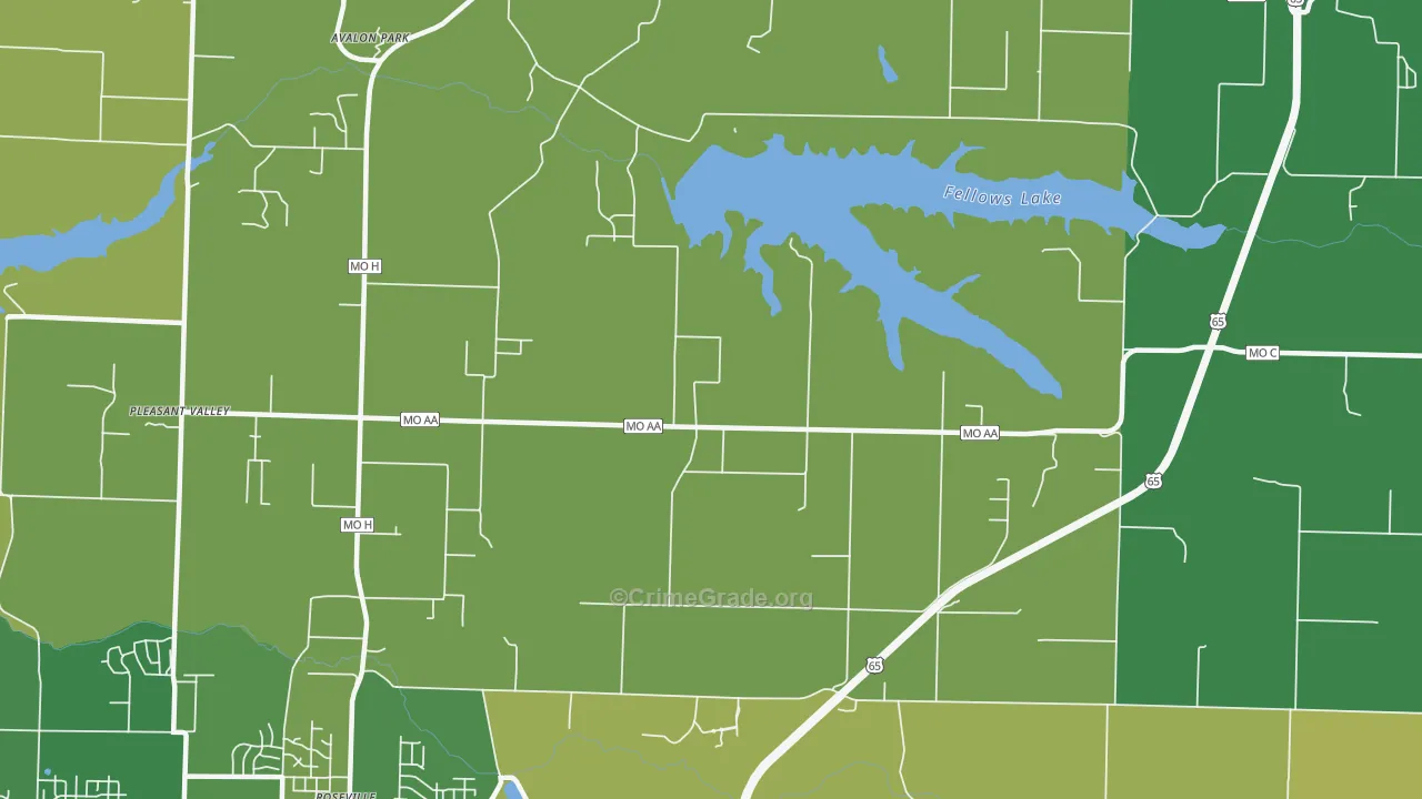 Valley Water Mills, MO Map of Robbery Rates