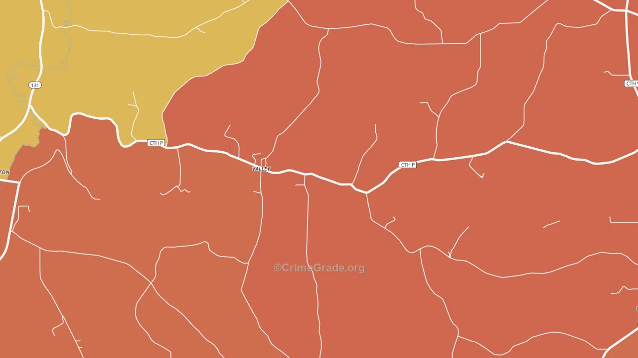 Valley, WI Map of Robbery Rates