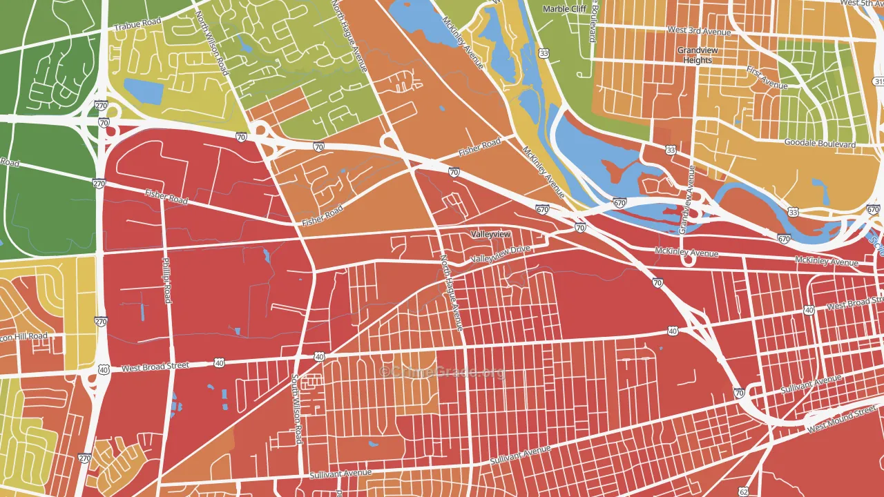 Valleyview, OH Map of Robbery Rates