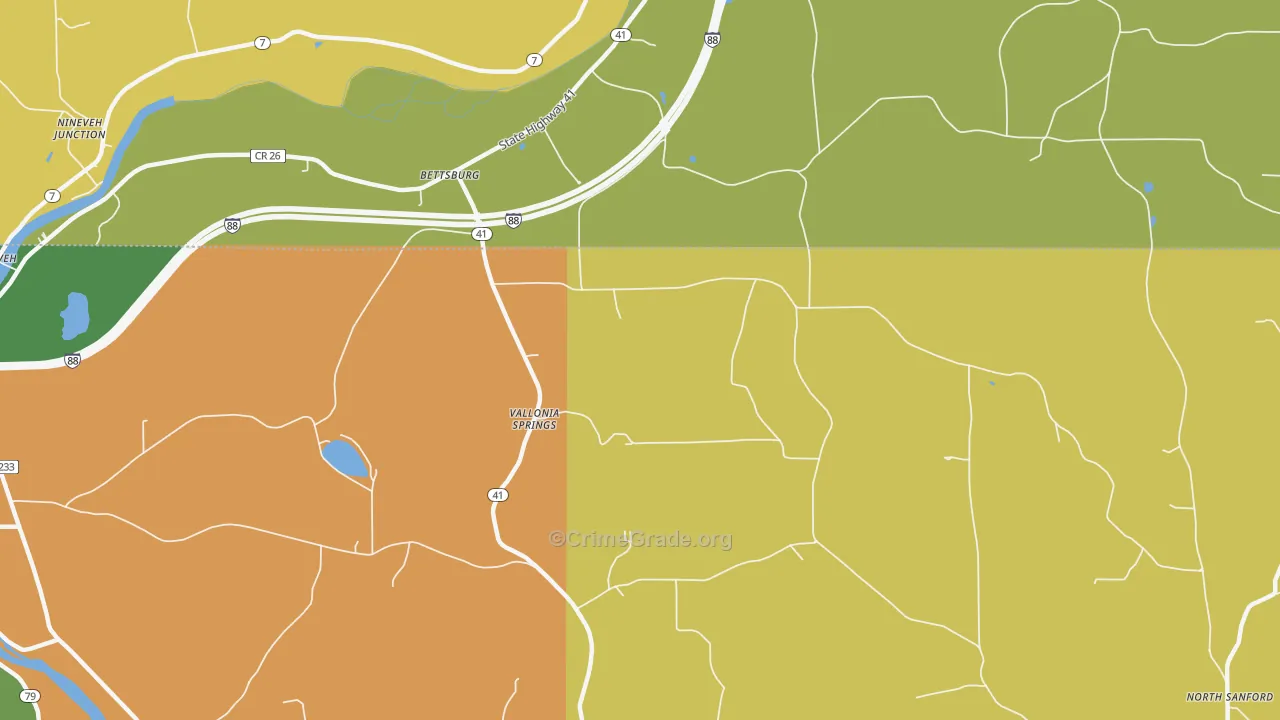 Vallonia Springs, NY Map of Robbery Rates