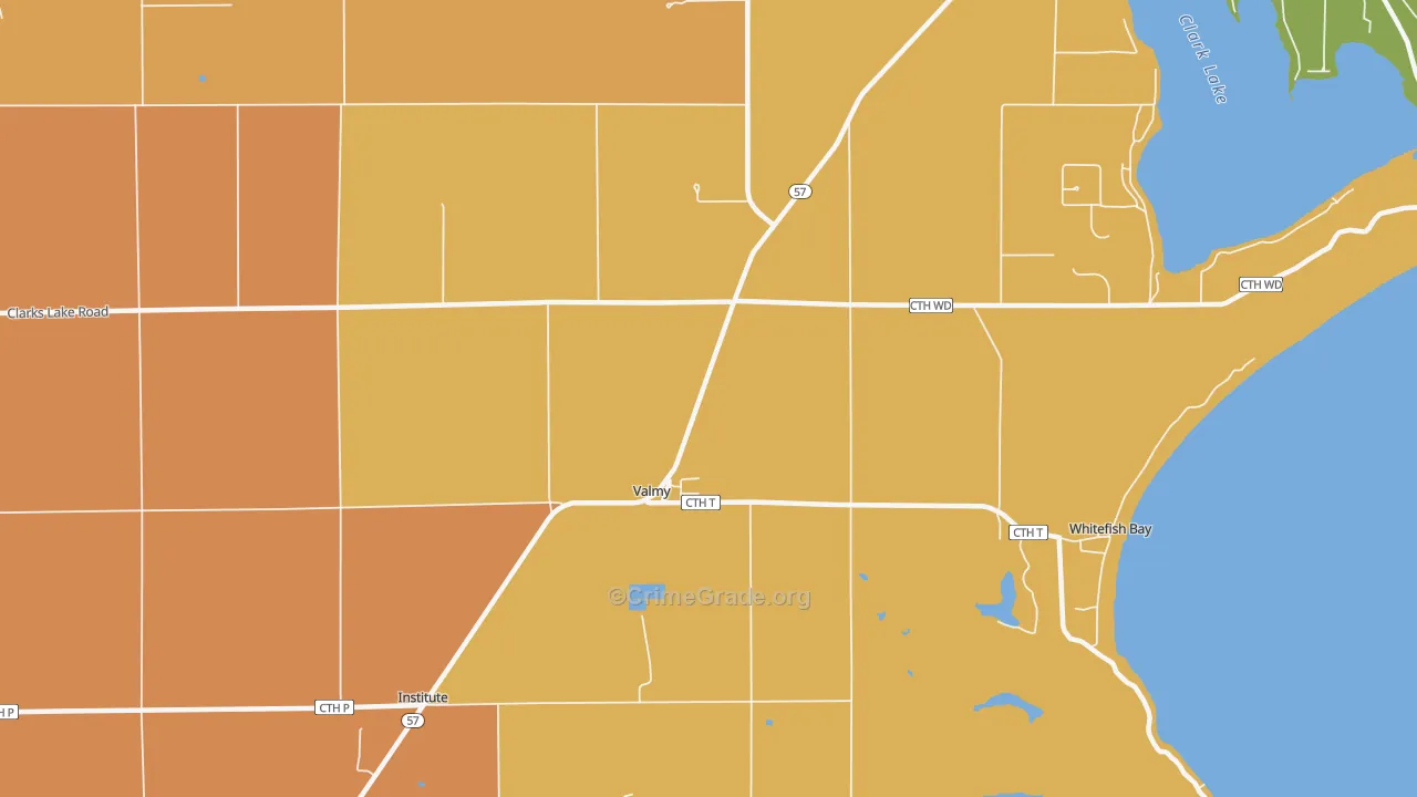 Valmy, WI Map of Robbery Rates