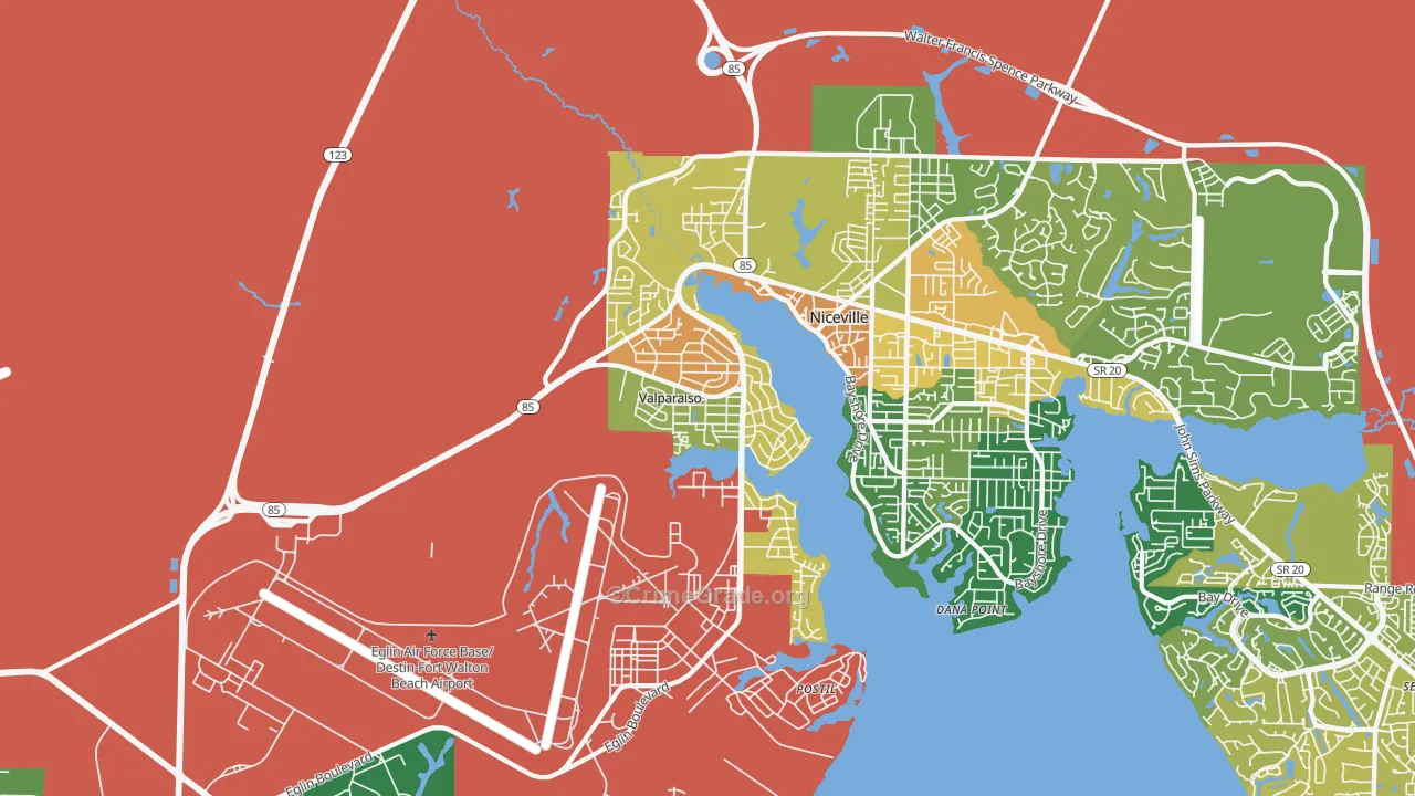 Valparaiso, FL Map of Robbery Rates