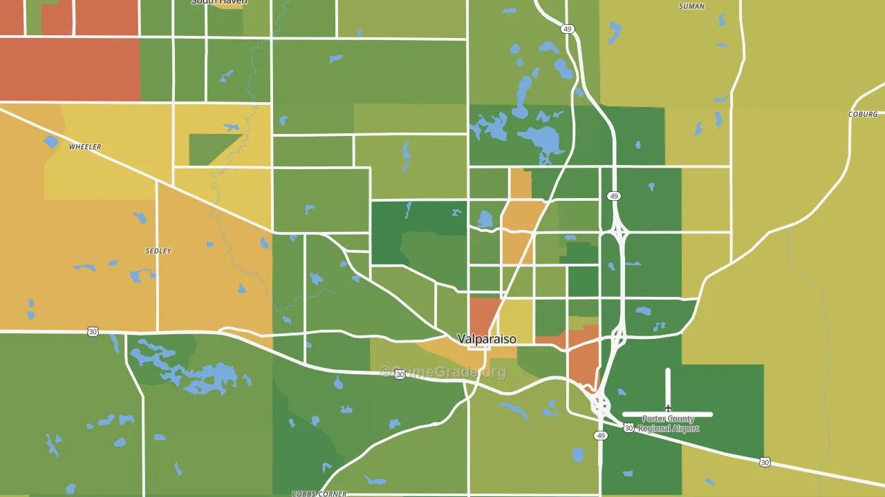 Valparaiso, IN Map of Robbery Rates