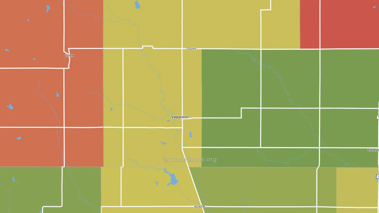 Valparaiso, NE Map of Robbery Rates