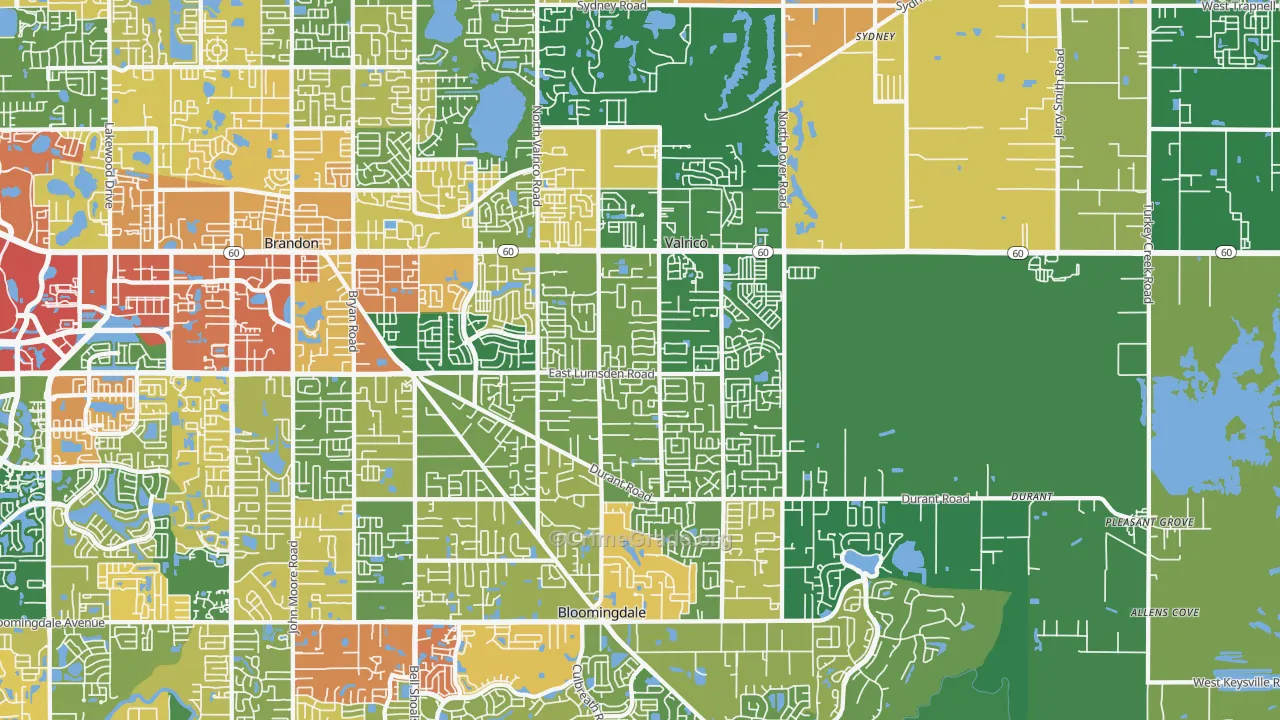Valrico, FL Map of Robbery Rates