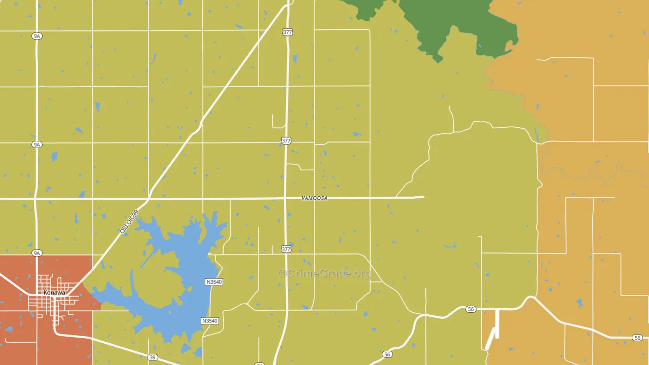 Vamoosa, OK Map of Robbery Rates