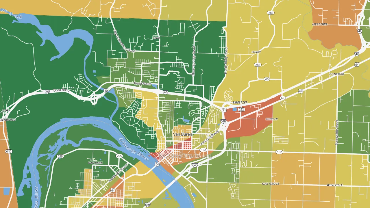 Van Buren, AR Map of Robbery Rates