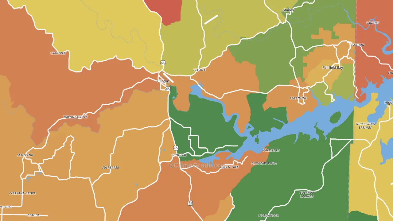 Van Buren County, AR Map of Robbery Rates
