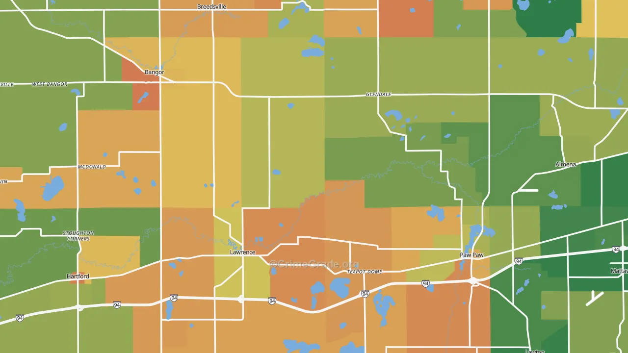 Van Buren County, MI Map of Robbery Rates