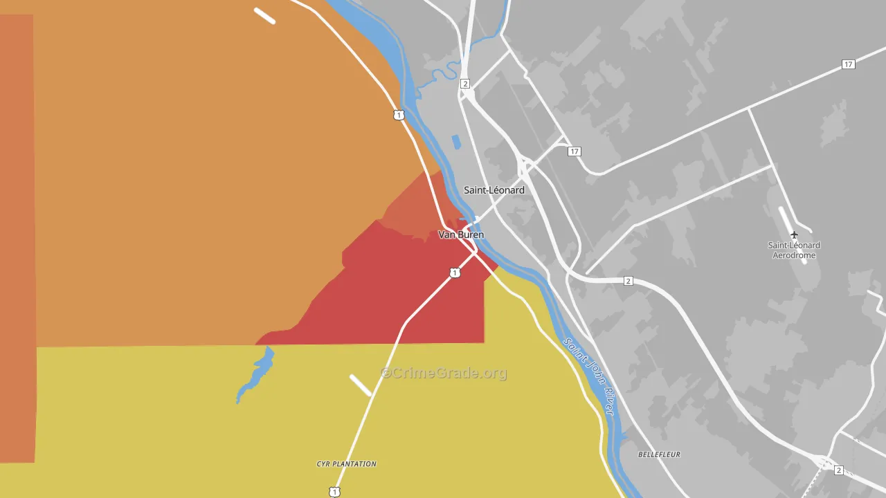 Van Buren, ME Map of Robbery Rates