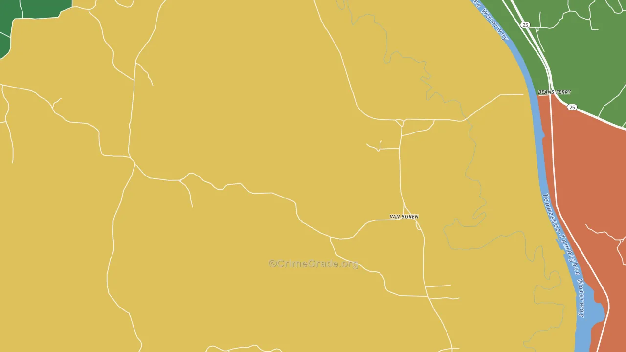 Van Buren, MS Map of Robbery Rates