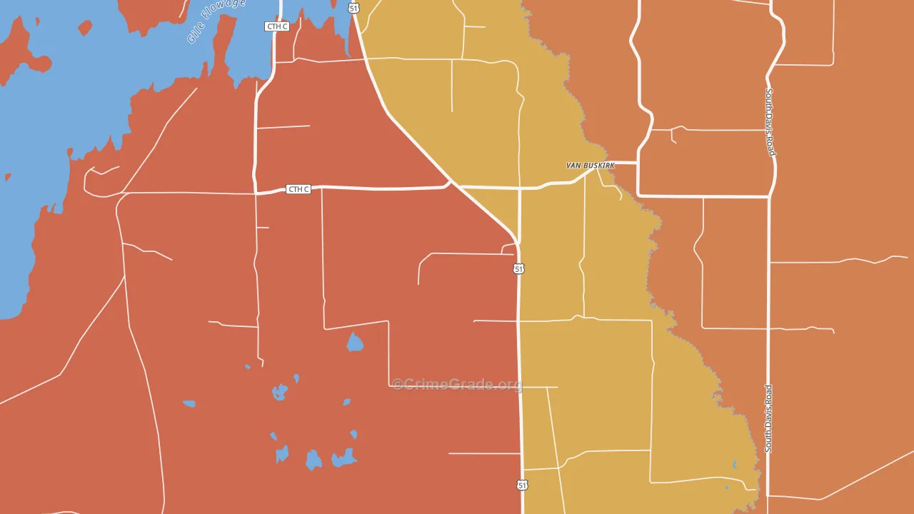 Van Buskirk, WI Map of Robbery Rates