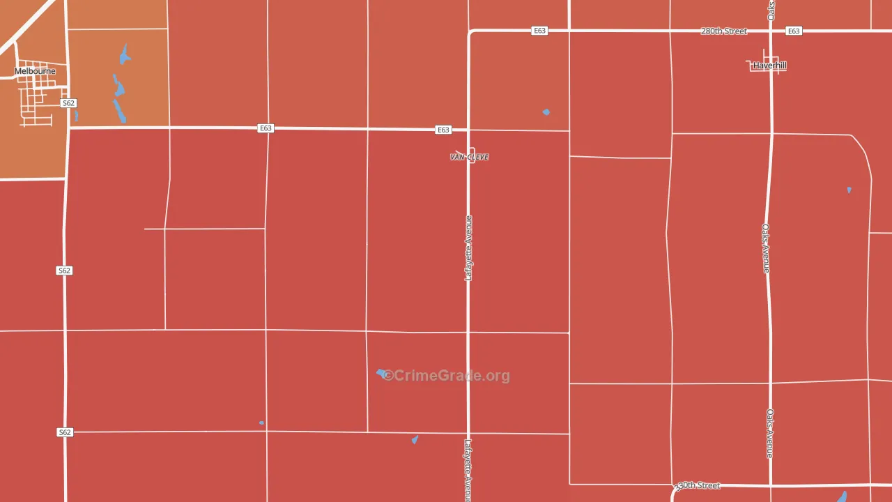 Van Cleve, IA Map of Robbery Rates
