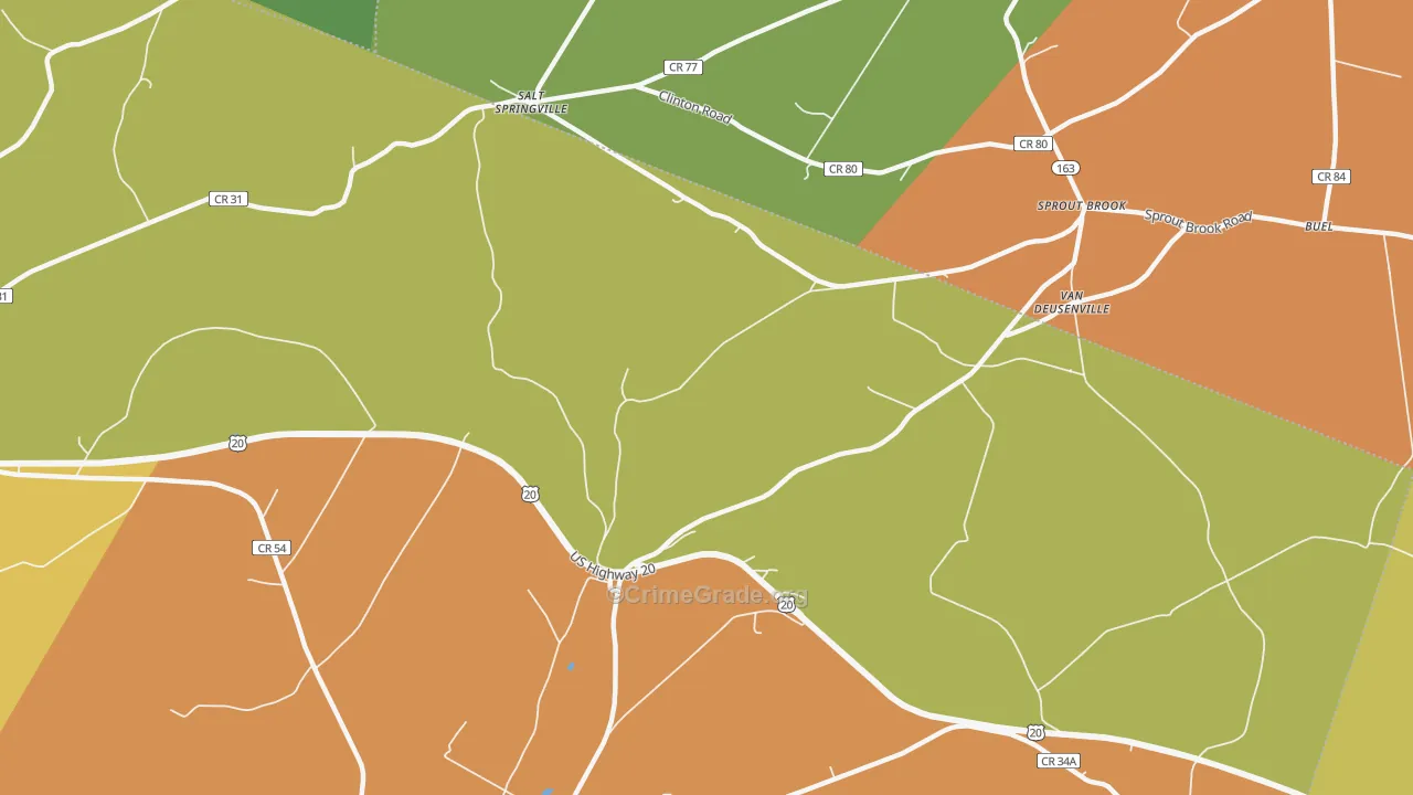 Van Deusenville, NY Map of Robbery Rates