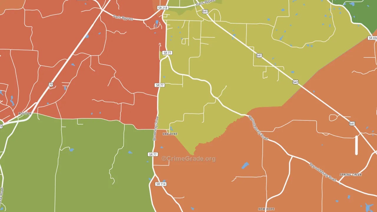 Van Dyke, TN Map of Robbery Rates