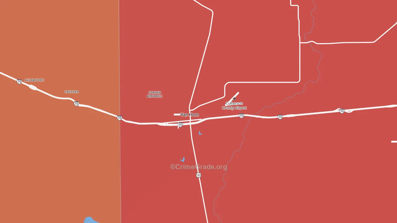 Van Horn, TX Map of Robbery Rates