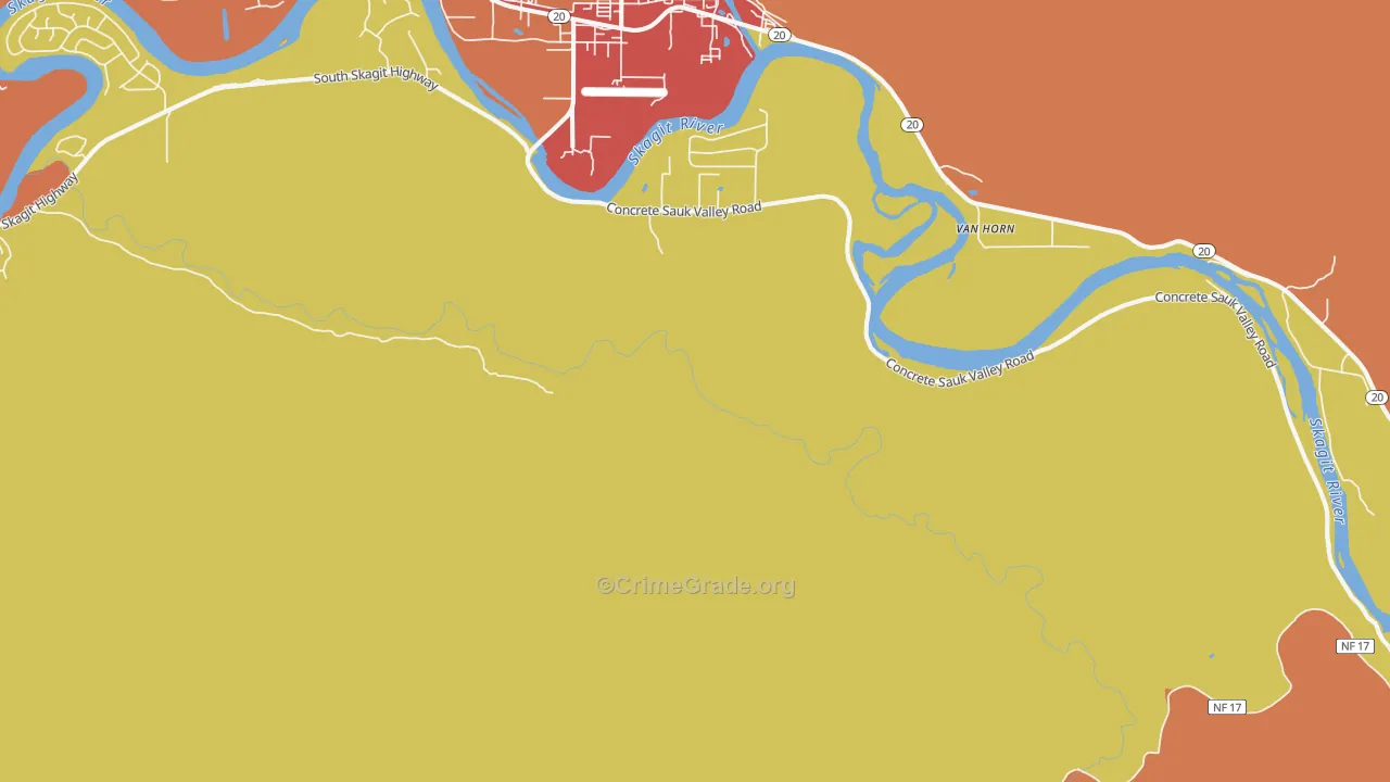 Van Horn, WA Map of Robbery Rates
