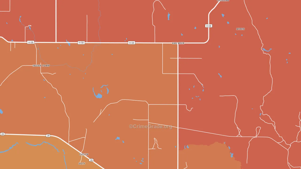Van Meer, MI Map of Robbery Rates