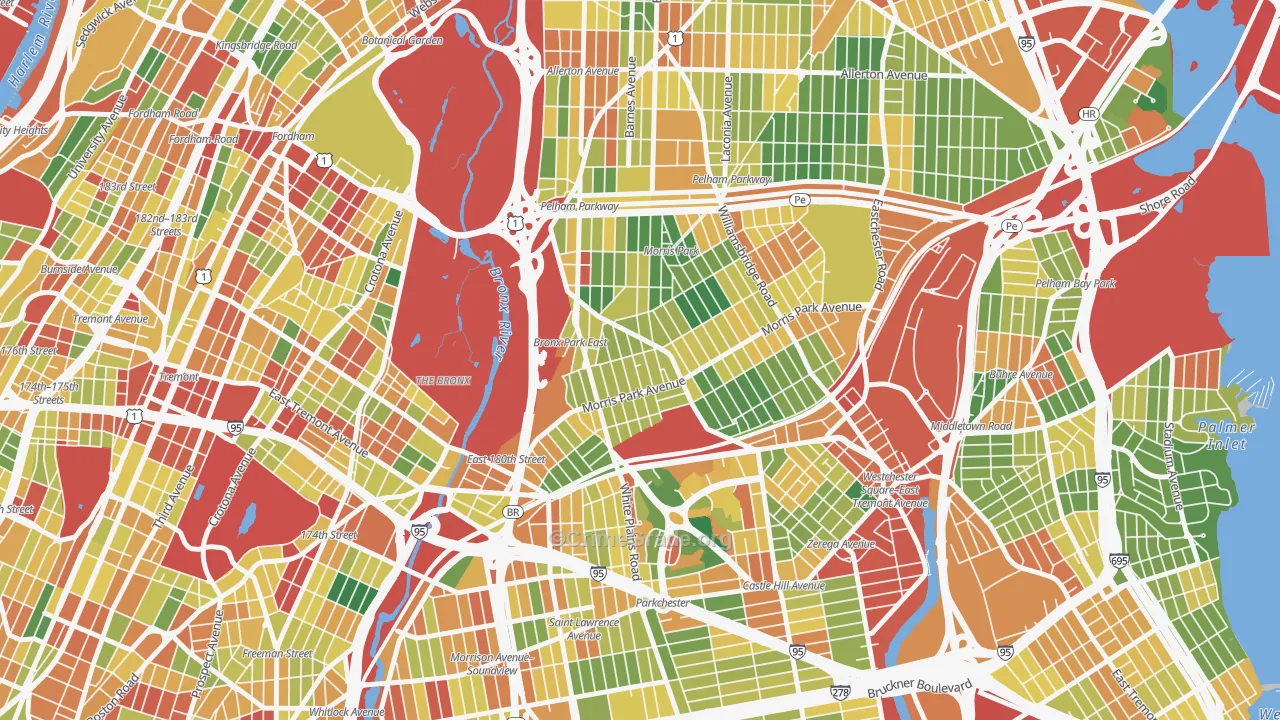 Van Nest, Bronx, NY Map of Robbery Rates