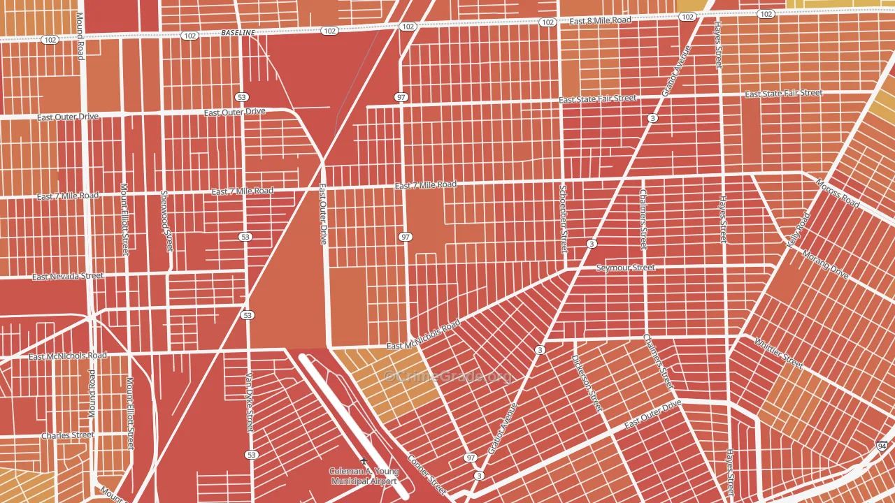 Van Steuban, Detroit, MI Map of Robbery Rates