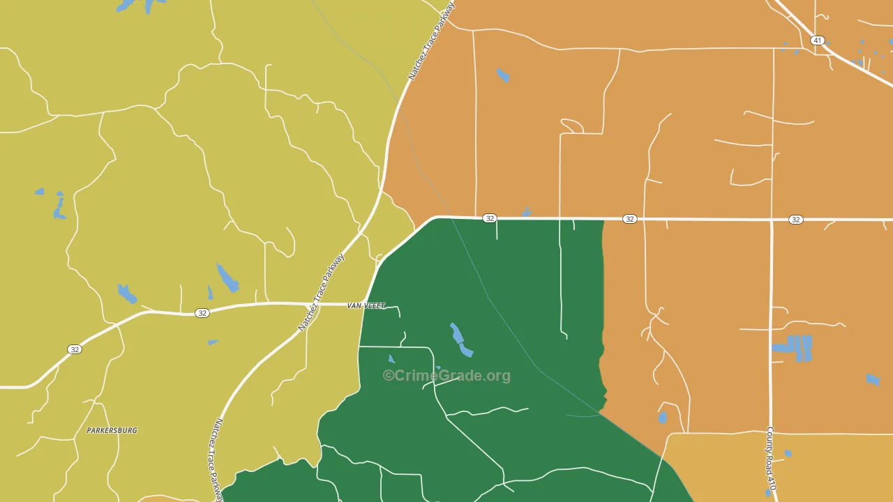 Van Vleet, MS Map of Robbery Rates