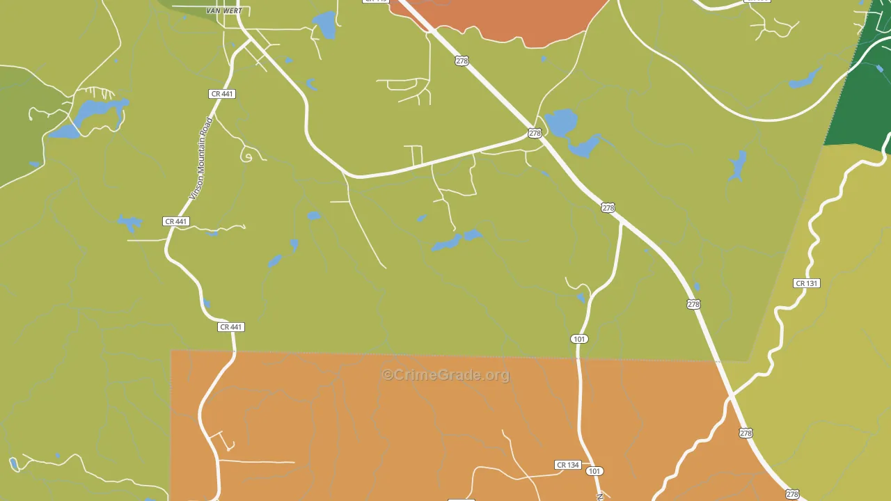 Van Wert, GA Map of Robbery Rates