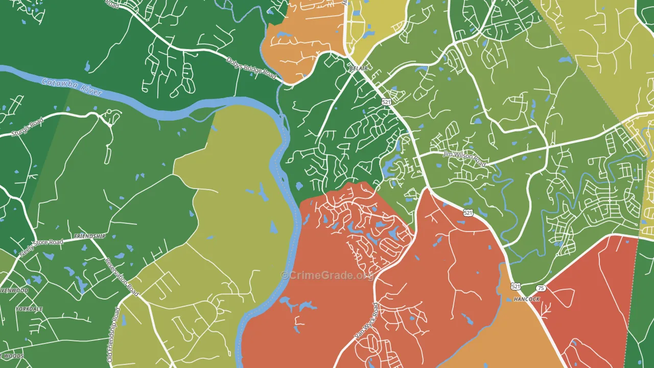Van Wyck, SC Map of Robbery Rates