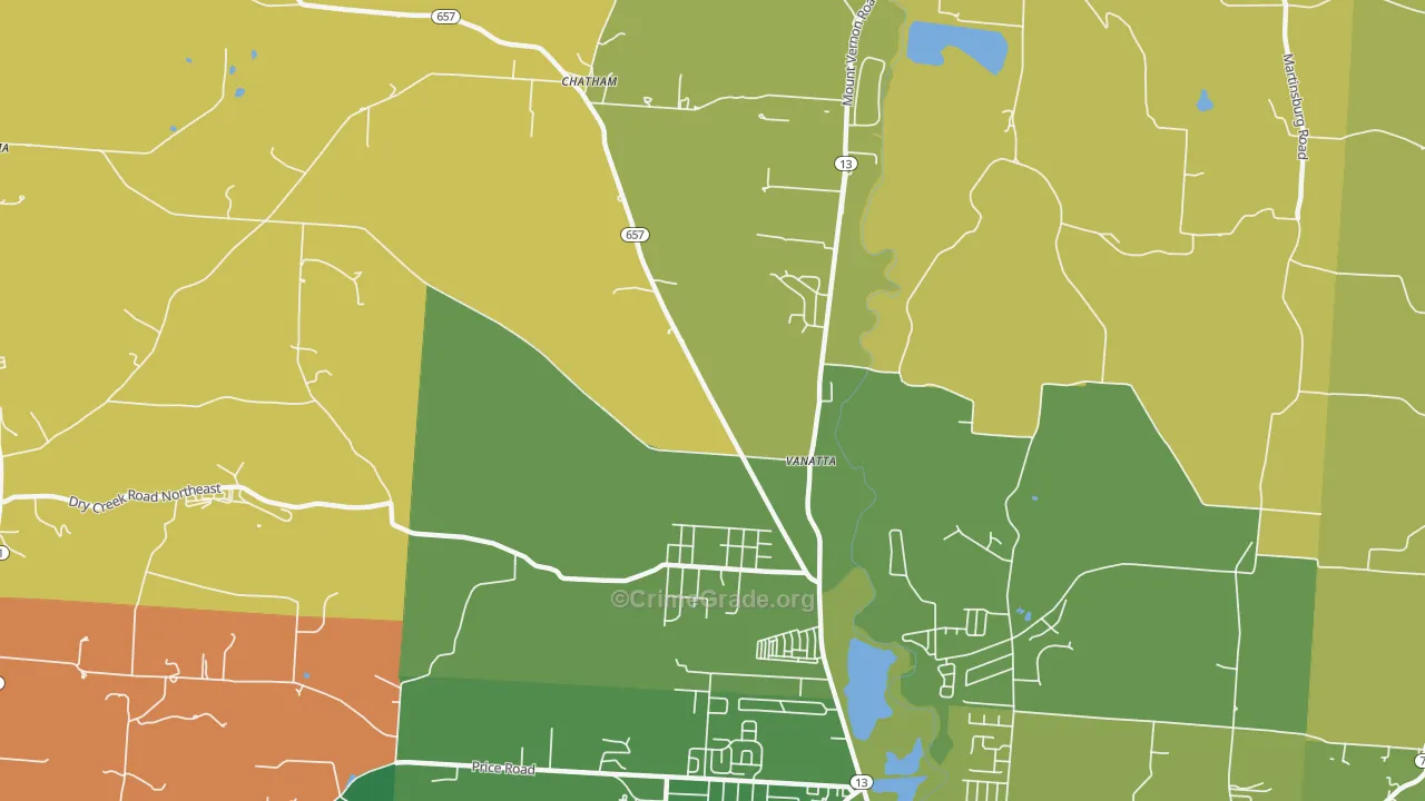Vanatta, OH Map of Robbery Rates