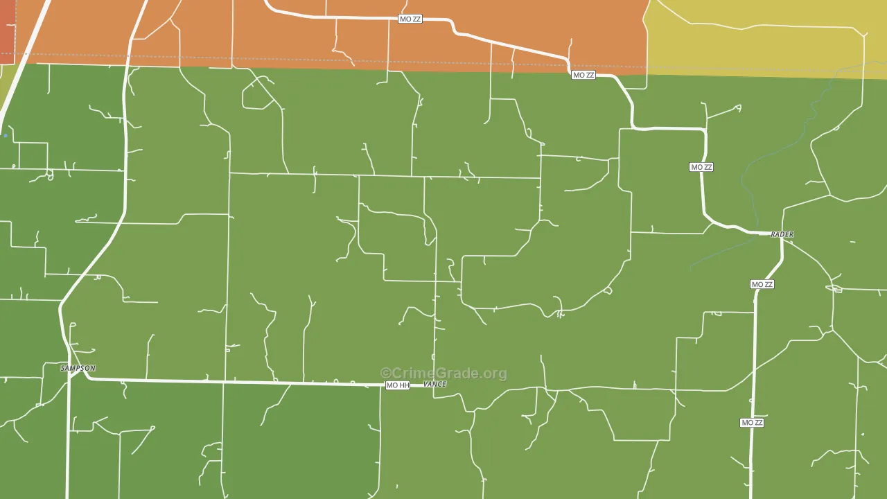 Vance, MO Map of Robbery Rates