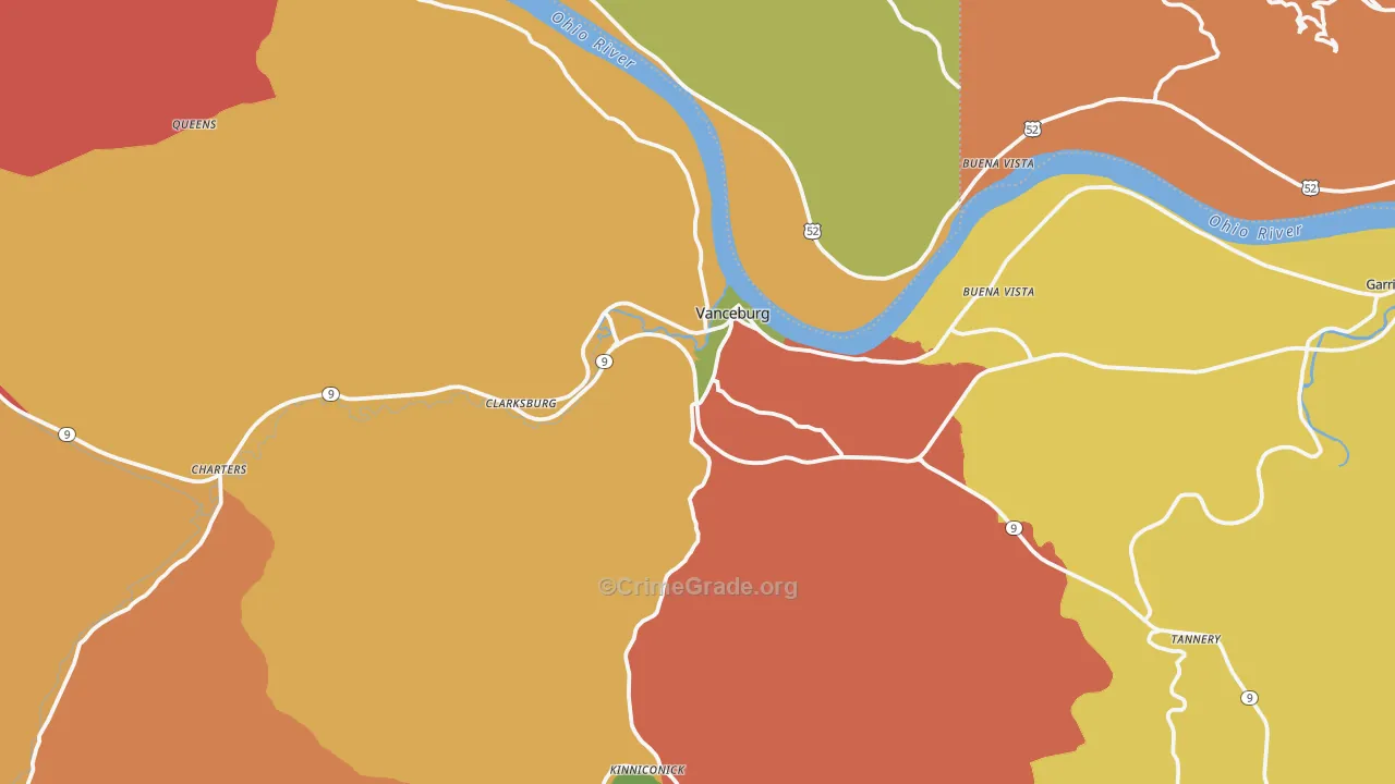 Vanceburg, KY Map of Robbery Rates