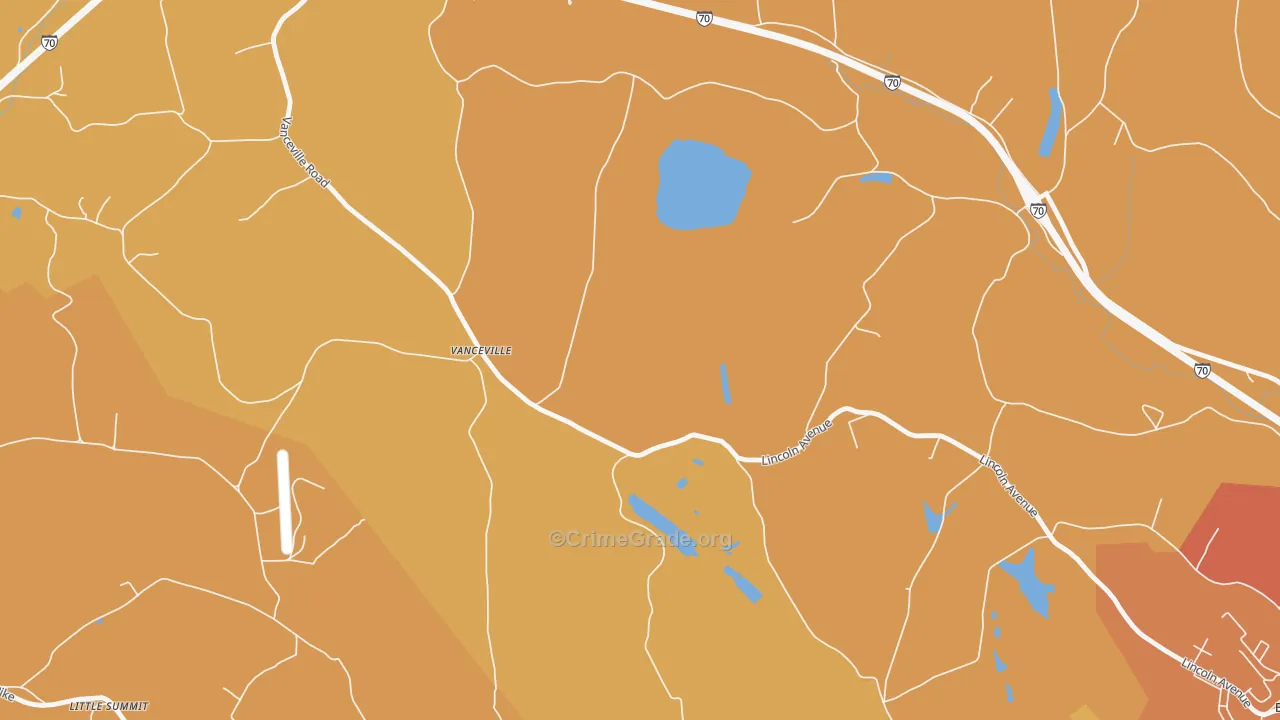 Vanceville, PA Map of Robbery Rates