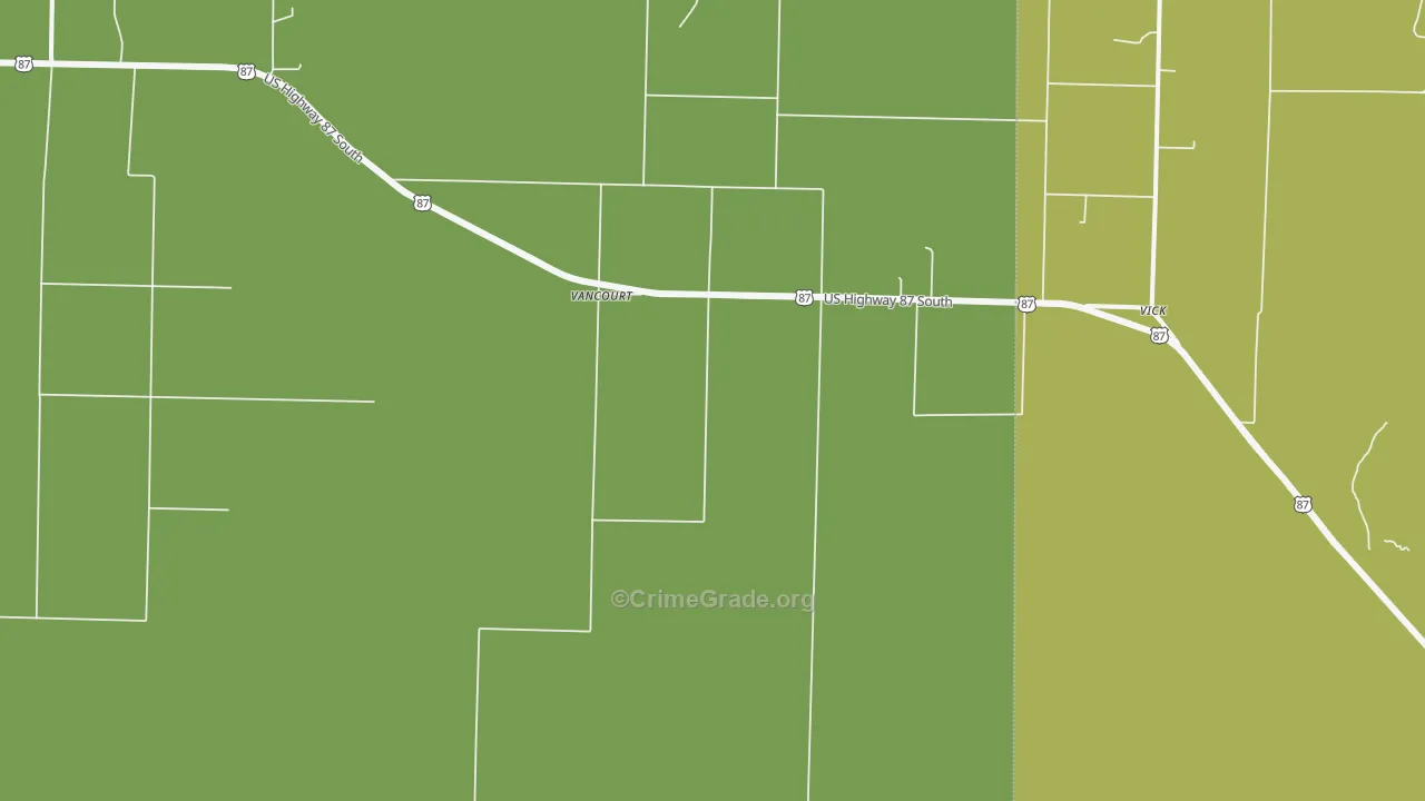 Vancourt, TX Map of Robbery Rates