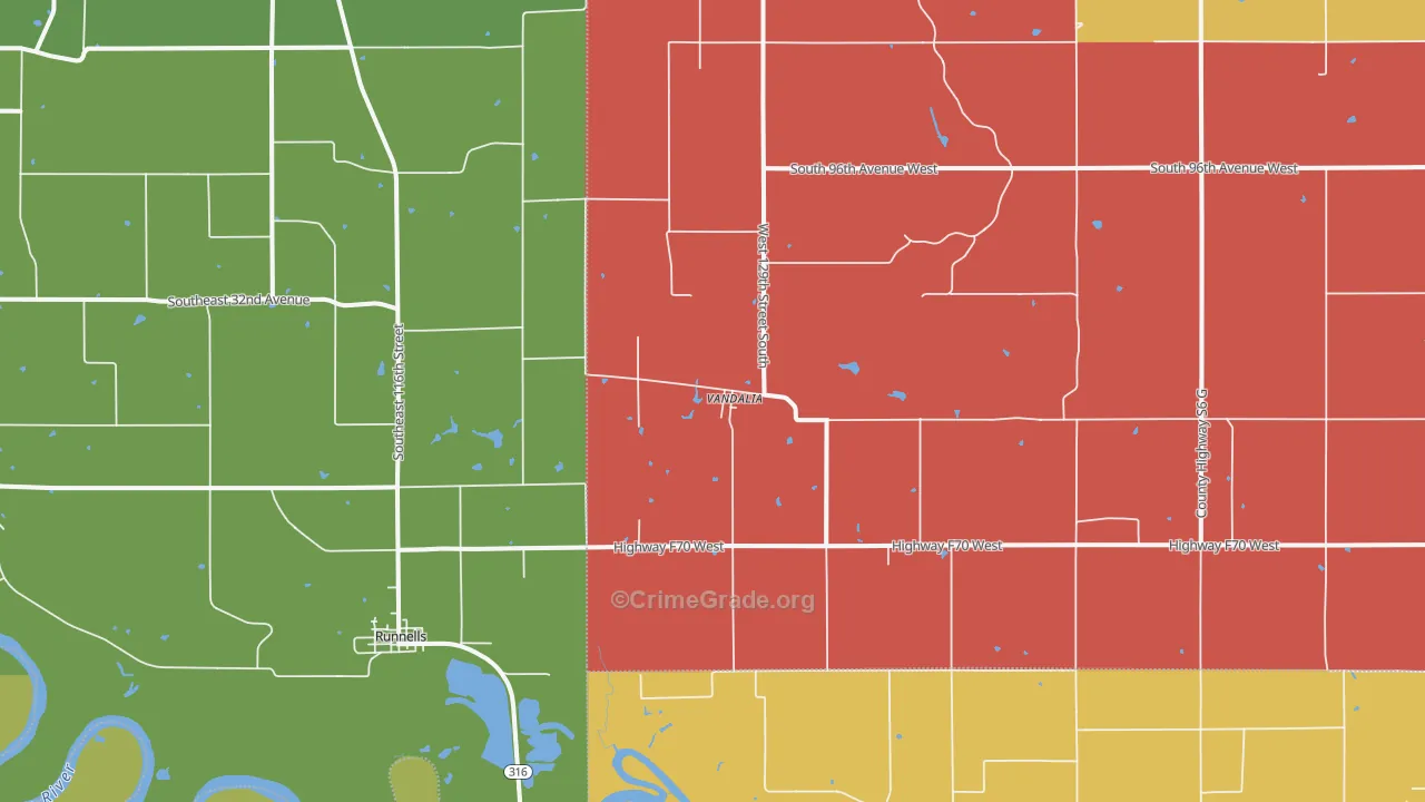 Vandalia, IA Map of Robbery Rates