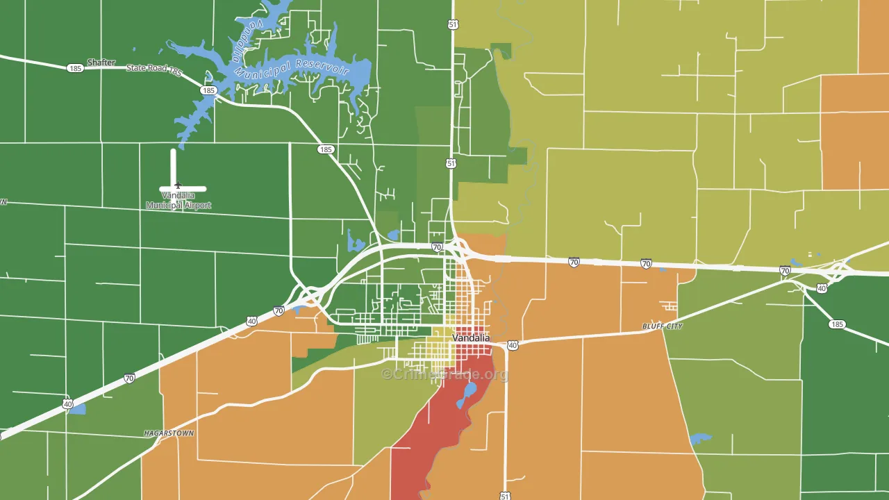 Vandalia, IL Map of Robbery Rates