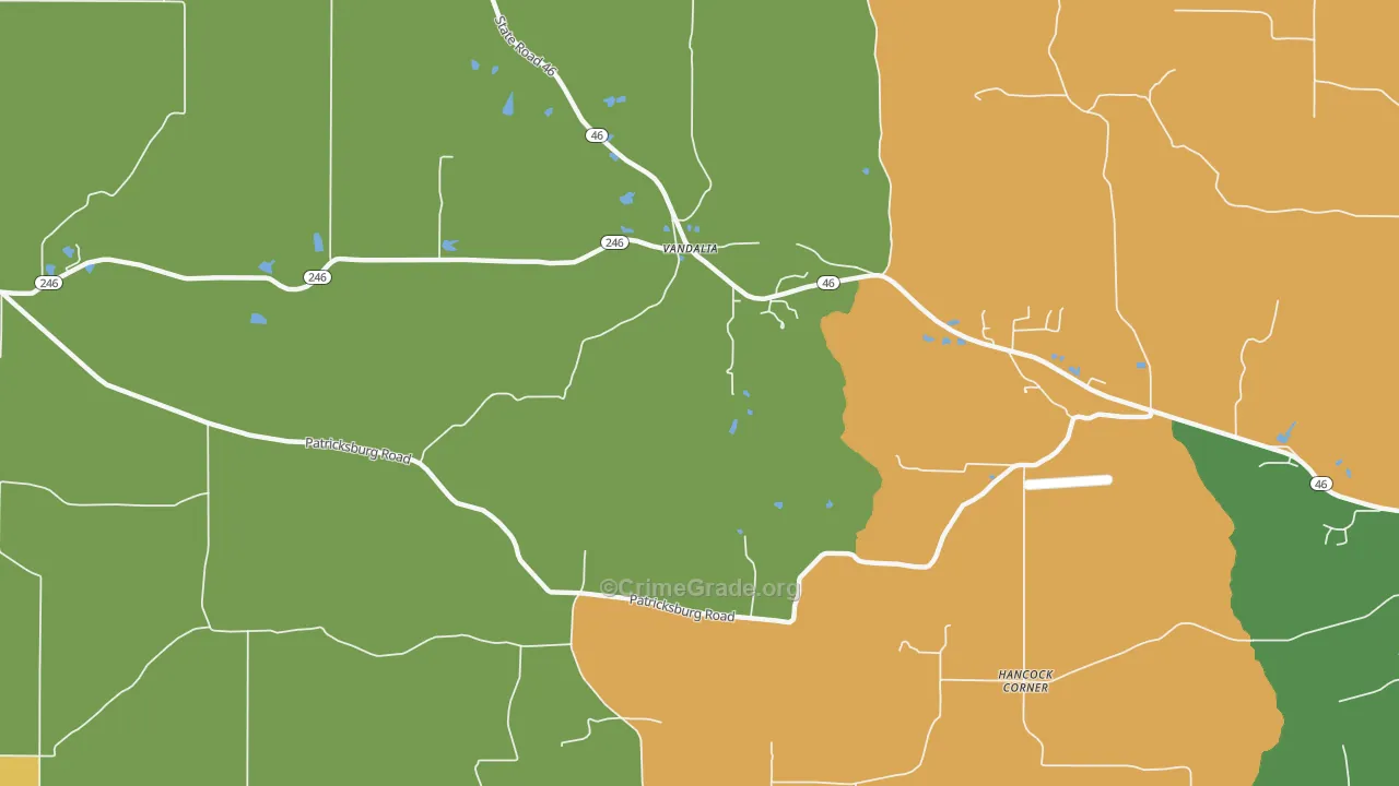 Vandalia, IN Map of Robbery Rates