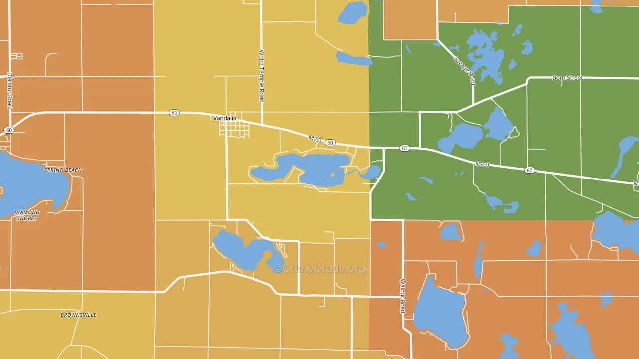 Vandalia, MI Map of Robbery Rates